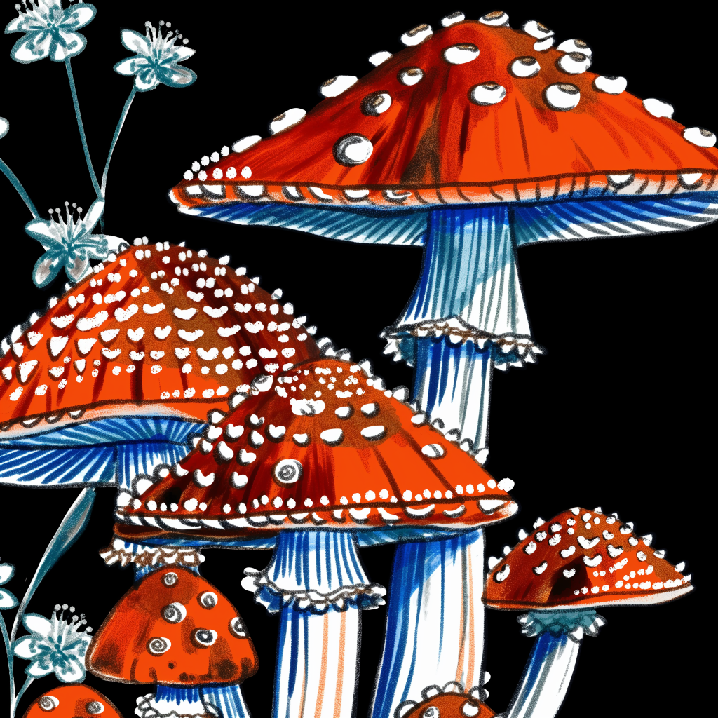 Step into a world where eerie meets enchanting – these red-capped wonders might just be hiding secrets of a dark fairy tale! 🌿🍄✨ #darkfairytale #mushroomart #eldritch #macabreaesthetic #enchantedforest